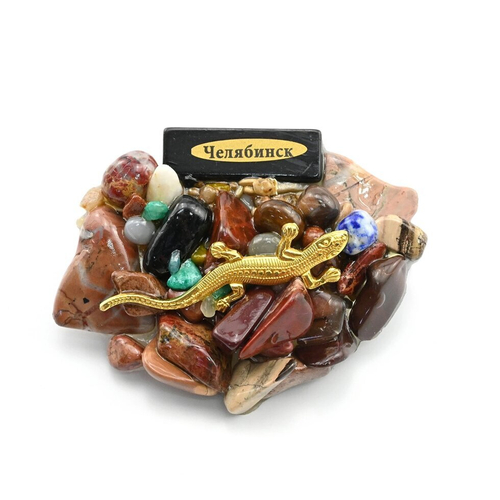 Сувенир Магнит "Челябинск" с самоцветами, 80*60 мм