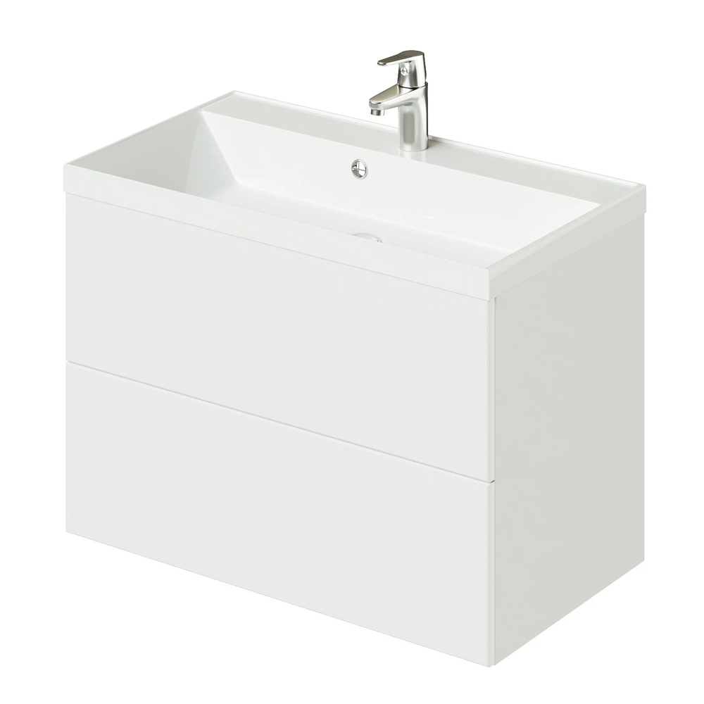 Комплект тумба ICON 80 (800х451х588) подвесная с раковиной CLARISSA 80 Белый глянец
