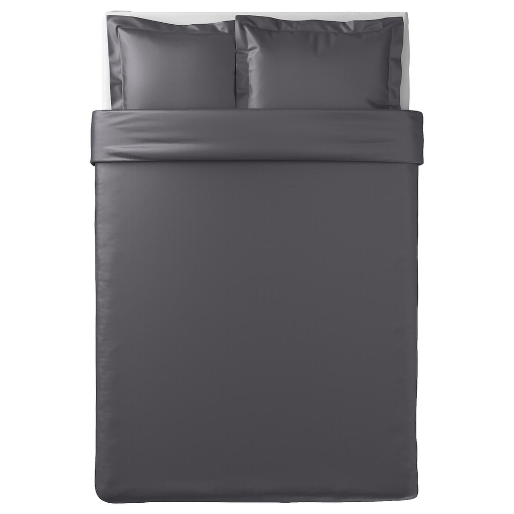 IKEA LUKTJASMIN  (ИКЕА ЛУКТЙАСМИН)  -  Пододеяльник и 2 наволочки, темно-серый, 200x200/50x60 см