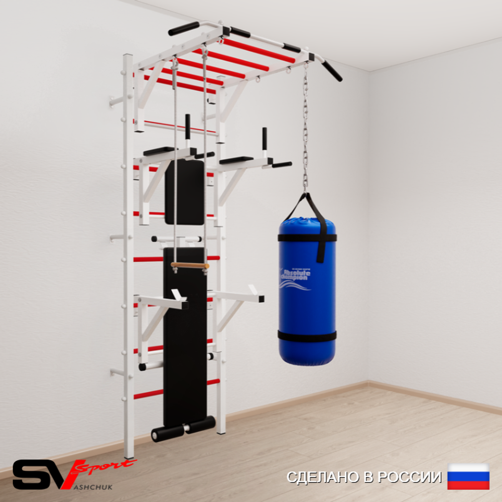 Шведская стенка Sv Sport 5631 (Турник рукоход/Брусья/Стойка/Скамья/Трапеция/Цепь/Мешок 15кг)