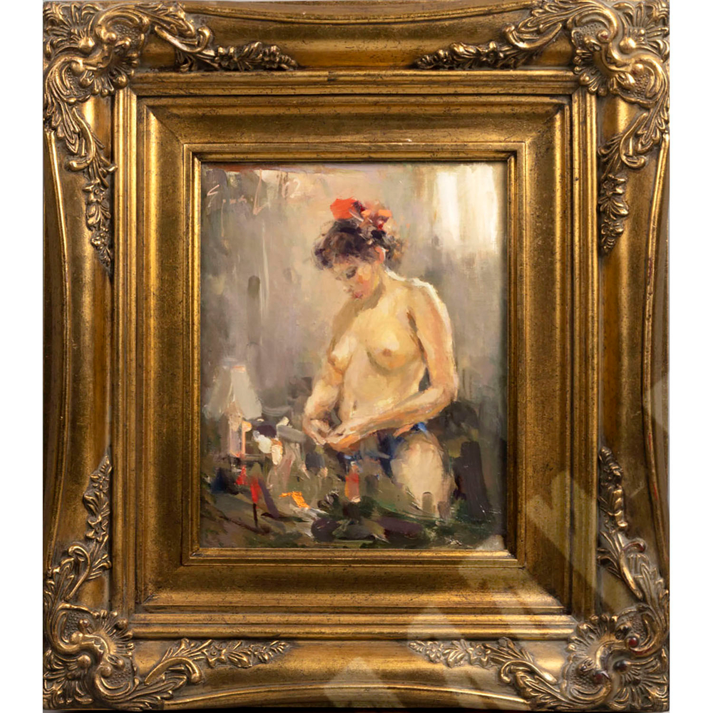 [Ню] Н/х. Обнаженная. Утро. Картон, масло. 2002 г.