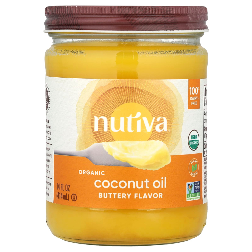 Nutiva, органическое кокосовое масло, с ароматом сливочного масла, 414 мл (14 жидк. унций)