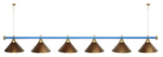 Лампа STARTBILLIARDS 6 пл. (плафоны зеленые,штанга зеленая,фурнитура золото)