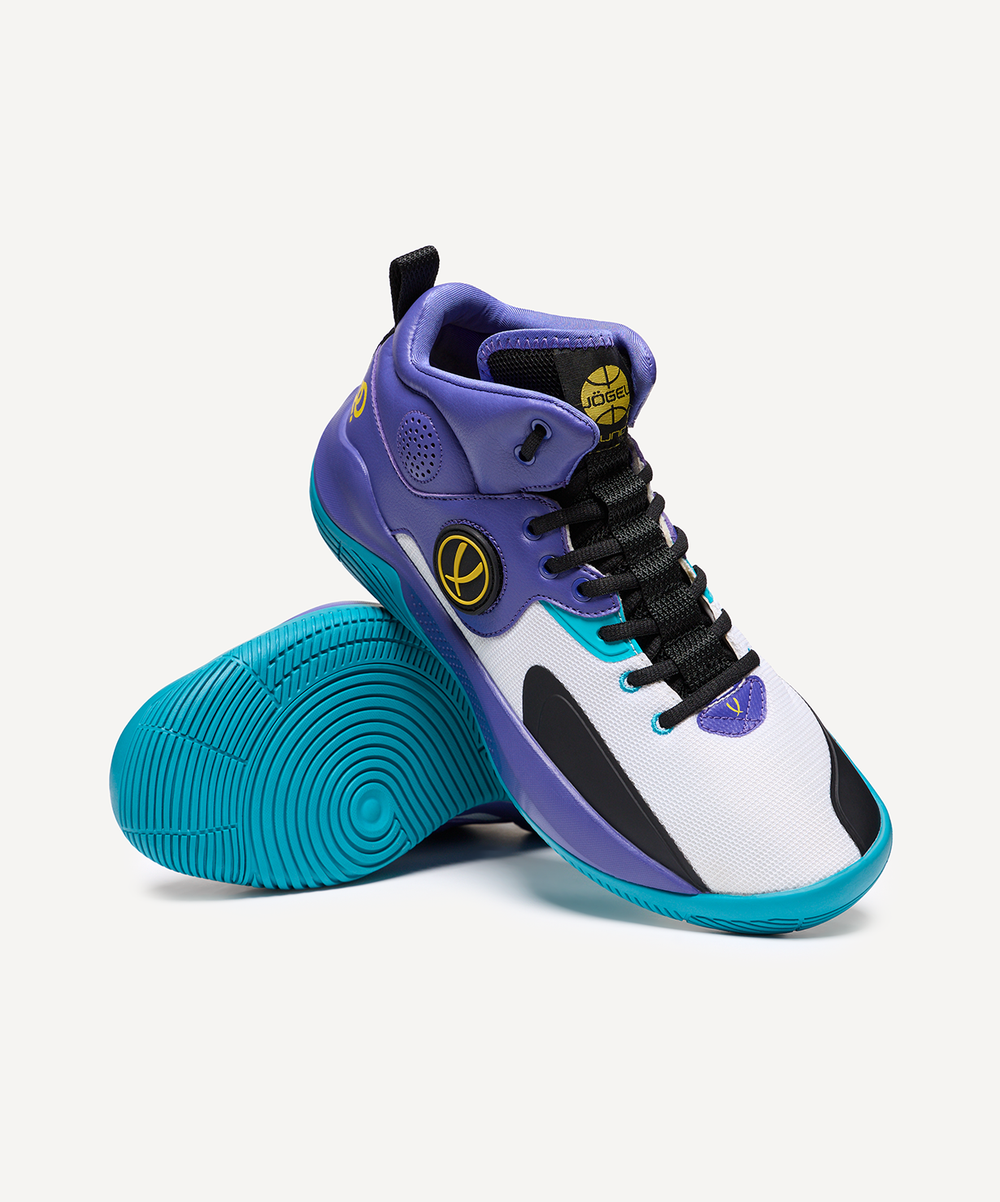 Кроссовки баскетбольные JÖGEL Launch 2.0 MID, белый/фиолетовый/голубой