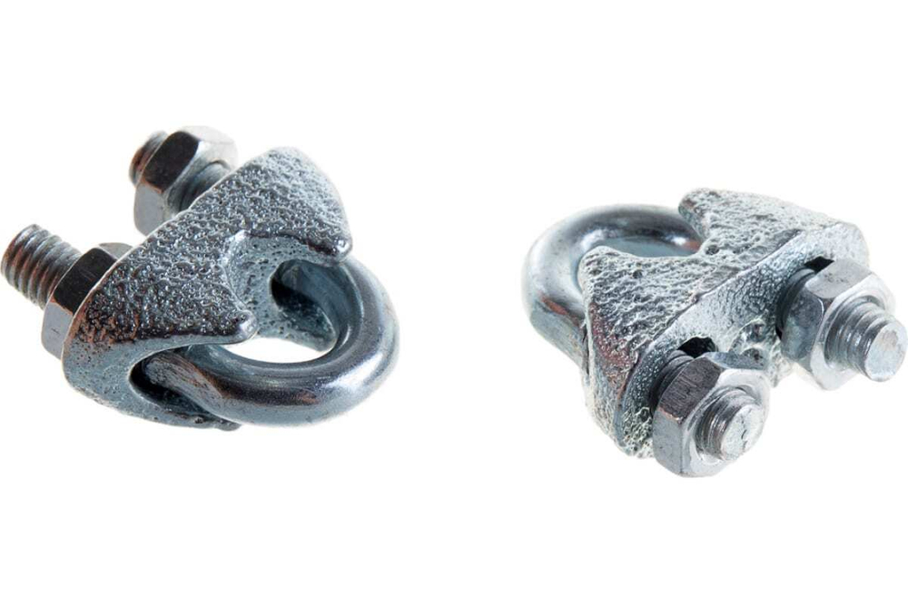 ЗАЖИМ ТРОСА СТРОЙБАТ DIN 741  6ММ (БЕЛЫЙ ЦИНК 2 ШТ)