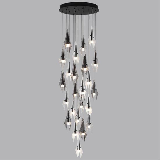 5442/137L L-VISION ODL_EX26 черный/бел.матовый/прозрачн./дымчатый/металл/стекло Люстра каскадная LED*137W (24*5.70W) 3000K 11620Лм AFALINA