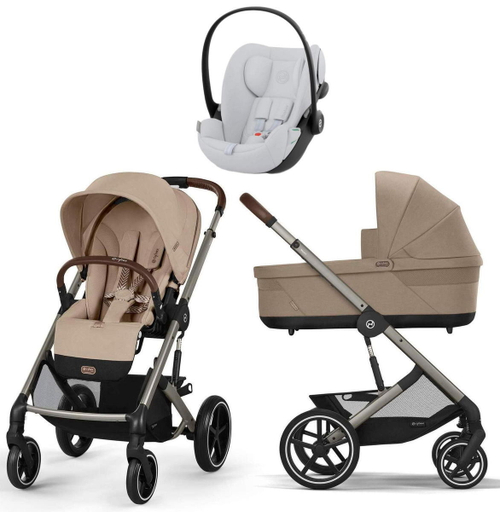 Коляска Cybex Balios S Lux TPE 2025 Cloud G i-Size Fog Grey 3 в 1 Almond Beige с дождевиками