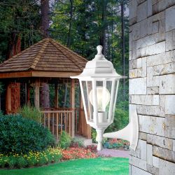 Садово-парковый светильник ЭРА НБУ 06-60-001 белый 6 гранный настенный IP44 Е27 max60Вт