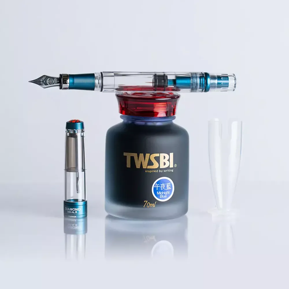Перьевая ручка TWSBI Diamond 580 AL R Темно-синего цвета спером EF (M7447920) 7