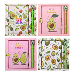 Блокнот детский Basir на замке, с ручкой, формат А6, серия "Авокадо", переплет 7БЦ, 18*13 см, 48 листов, ассорти