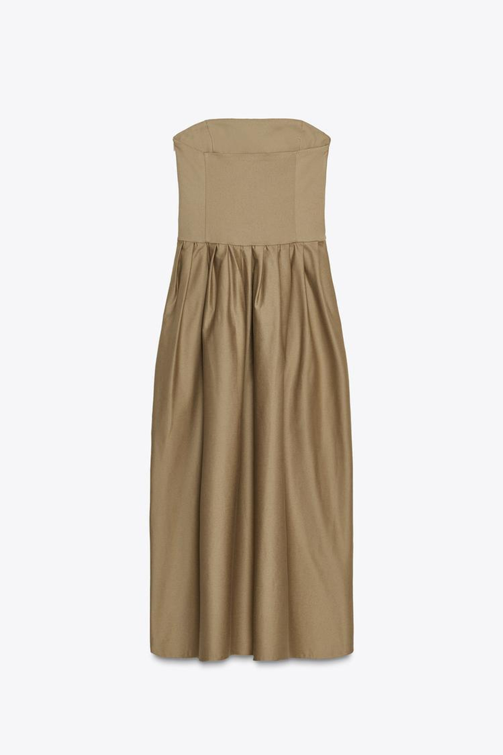 ZARA ПЛАТЬЕ-МИДИ БЕЗ БРЕТЕЛЕЙ, ХАКИ