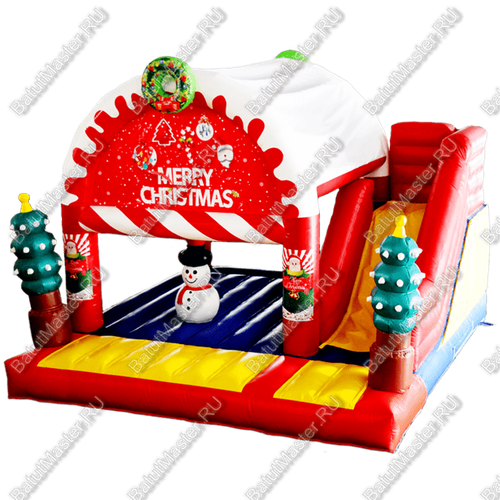 Коммерческий надувной батут "Рождественский" с крышей