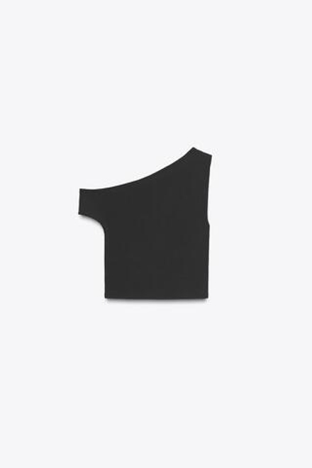 ZARA ТОП АСИММЕТРИЧНОГО КРОЯ С ТЕКСТУРОЙ, ЧЕРНЫЙ