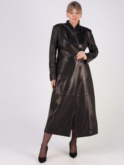 Кожаный плащ длинный, пальто длинное