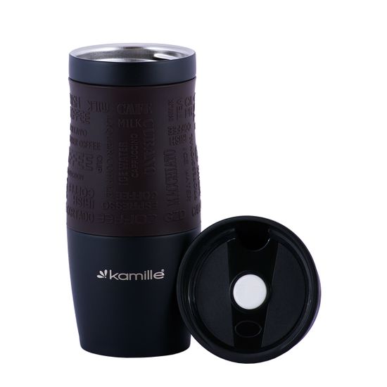 Термокружка 380 мл. из нержавеющей стали Kamille KM 2069A с TPR-вставкой