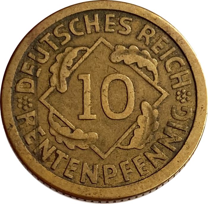 10 рентенпфеннигов 1924 Германия "F"