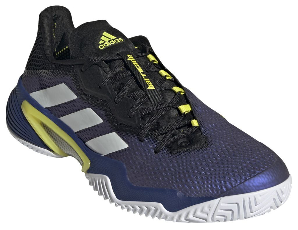 Мужские кроссовки теннисные Adidas Barricade M - black blue met/cloud white/acid yellow