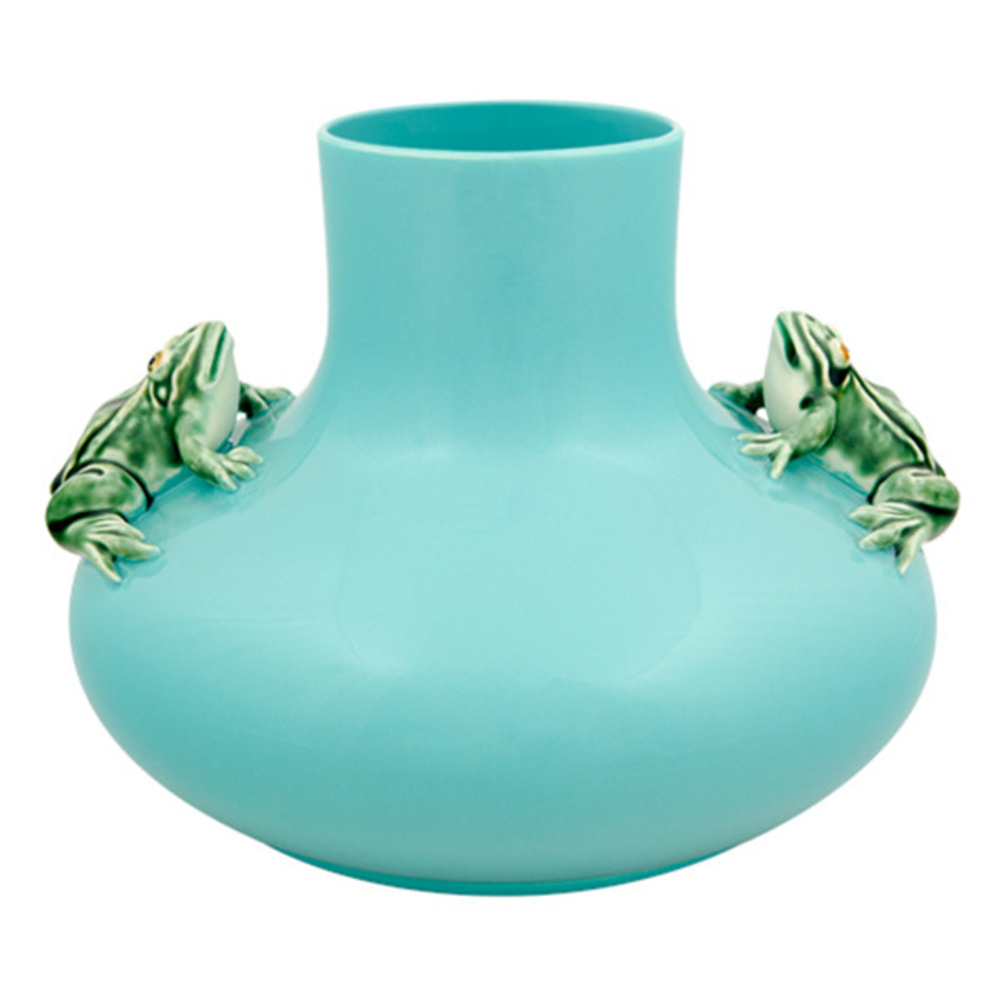 Ваза Bordallo Pinheiro Две лягушки 31х27х21.5см голубая