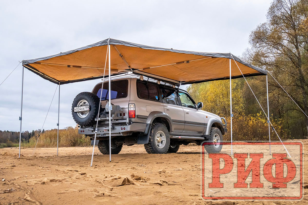 Маркиза автомобильная комбинированная (прямоугольная с веерной частью) 2,0х2,5 м (правая) РИФ