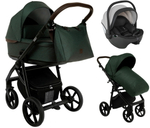 Детская коляска Roan Esso 3 в 1 с автокреслом Pituso Baesa Pro Black,Beige Canopy ESS113/1 Dark Green/Black