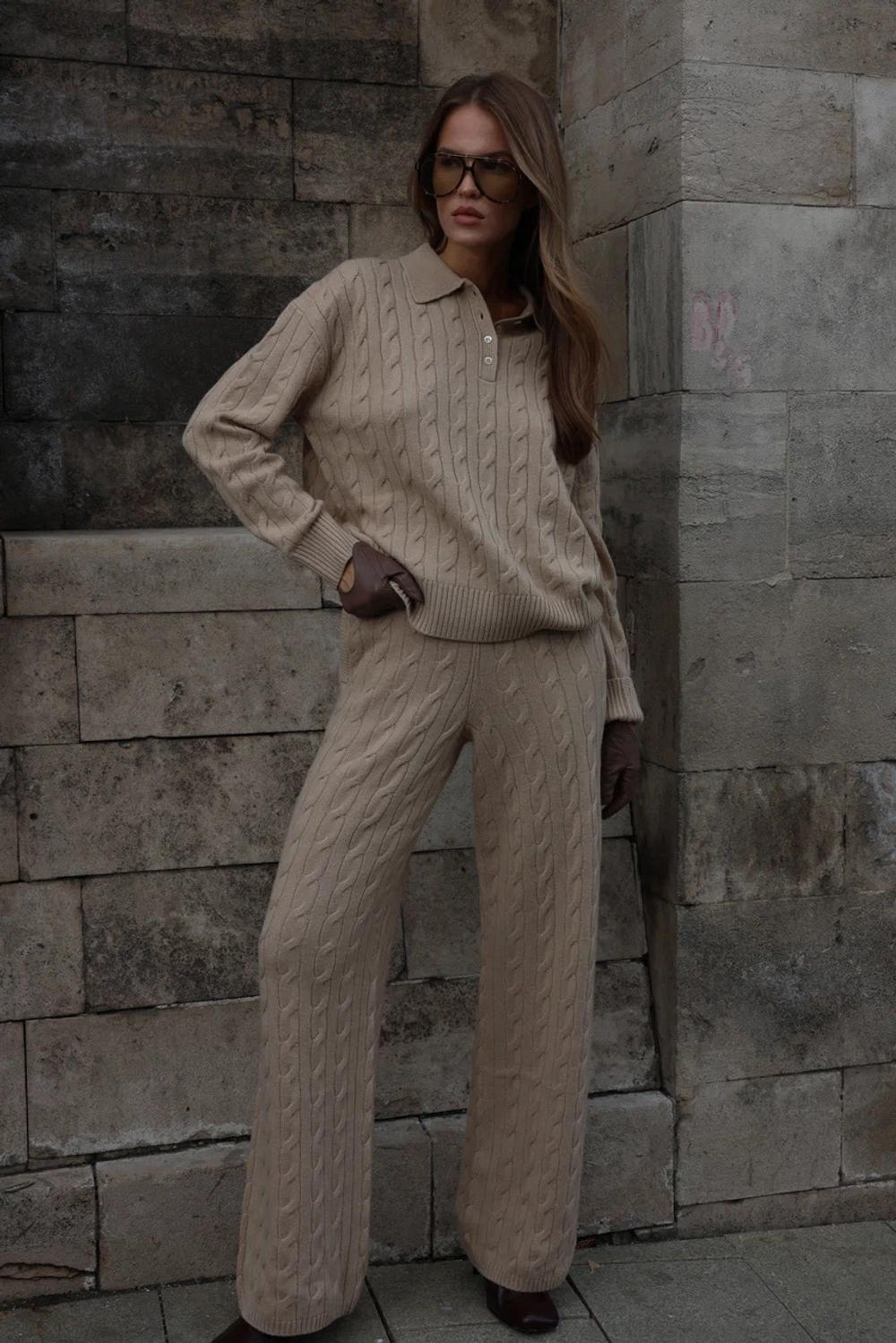 Костюм из кашемира и шерсти мериноса, Бежевый