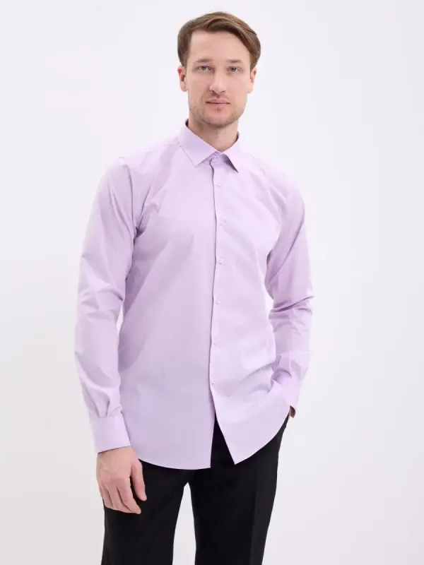 Рубашка на высокий рост LONG SLIM FIT с длинным рукавом, сиреневая