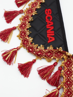 Вымпел тройной SCANIA (экокожа, черный с красными кисточками)