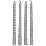 Свечи витые «Звездный блеск» 4шт 15см цвет серебряный, в подарочной коробке