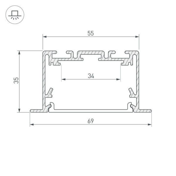 Профиль Arlight S2-LINIA69-F-2500 SEAMLESS BLACK (Arlight, Алюминий) 033534