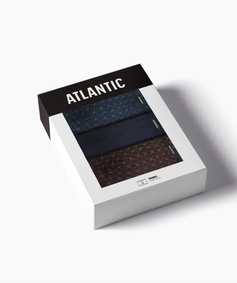 Трусы мужские боксеры (3шт), Atlantic 3MH-216, хлопок, океан + темно-синий + коричневый