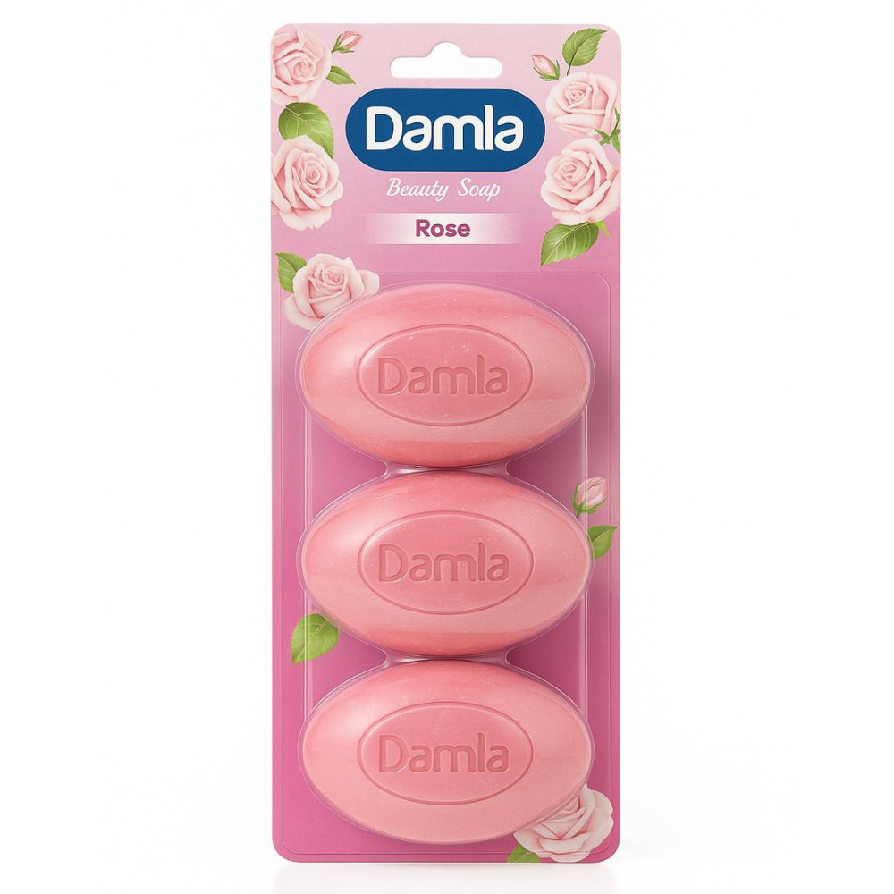 Мыло туалетное Damla Роза 3 шт 100 гр