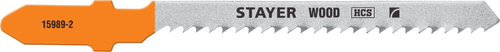 STAYER T119BO, полотна для эл/лобзика, HCS, по дереву, ДСП, фигур. рез, Т-хвостовик, шаг 2мм, 50мм, 2шт, STAYER Professional