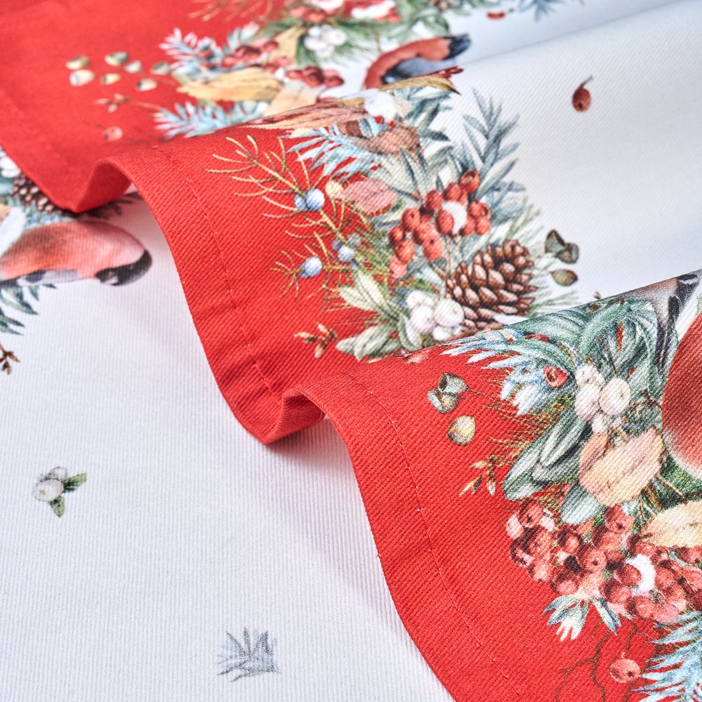 НАБОР САЛФЕТОК ИЗ 2-Х ШТ "МОРОЗКО.СНЕГИРИ",40Х40СМ, 100% ХЛОПОК,КРАСНЫЙ,ТВИЛ