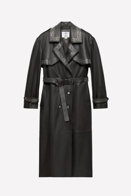 ZARA X LUDOVIC DE SAINT SERNIN ТРЕНЧ С КОЖАНЫМИ ВСТАВКАМИ, ТЕМНО-КОРИЧНЕВЫЙ