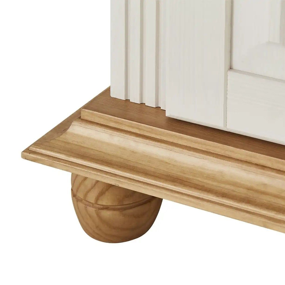 Комод Хельсинки в прихожую для обуви и вещей, белый воск/антик, сосна