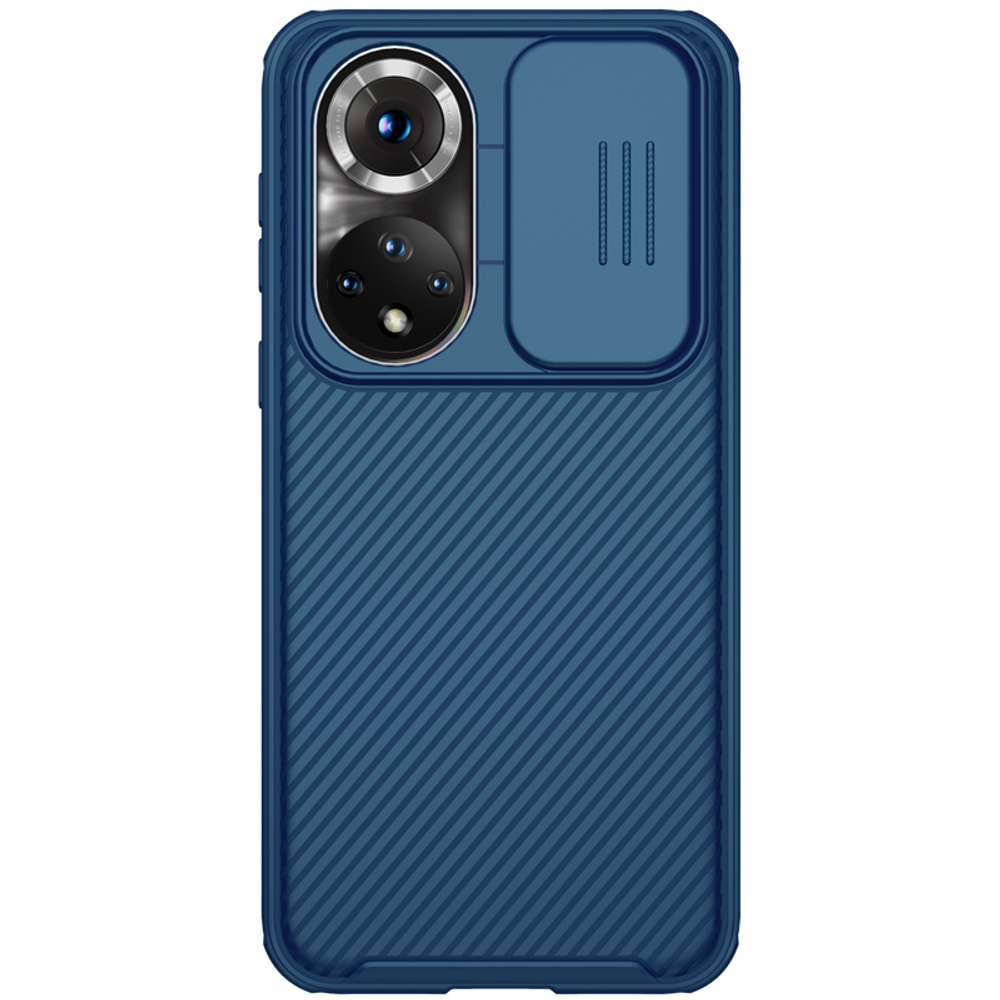 Чехол усиленный синего цвета от Nillkin для Huawei Honor 50 серия CamShield Pro Case с защитной шторкой для камеры