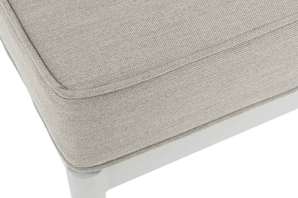 "Касабланка" угловой модуль плетеный из роупа, каркас алюминий светло-серый (RAL7035) муар, роуп серо-коричневый 23мм, ткань бежевая 15052