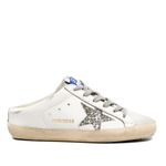 Женские Golden Goose Superstar Sabot with Platinum Glitter Star and Suede Tongue