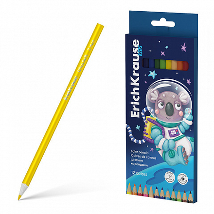 Карандаши цвет. 12цв  Erich Krause Kids Space Animals, трехгранные