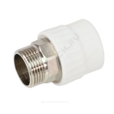 Муфта PP-R комбинированная белая Дн 50х1 1/2" НР под ключ VALFEX 10135050