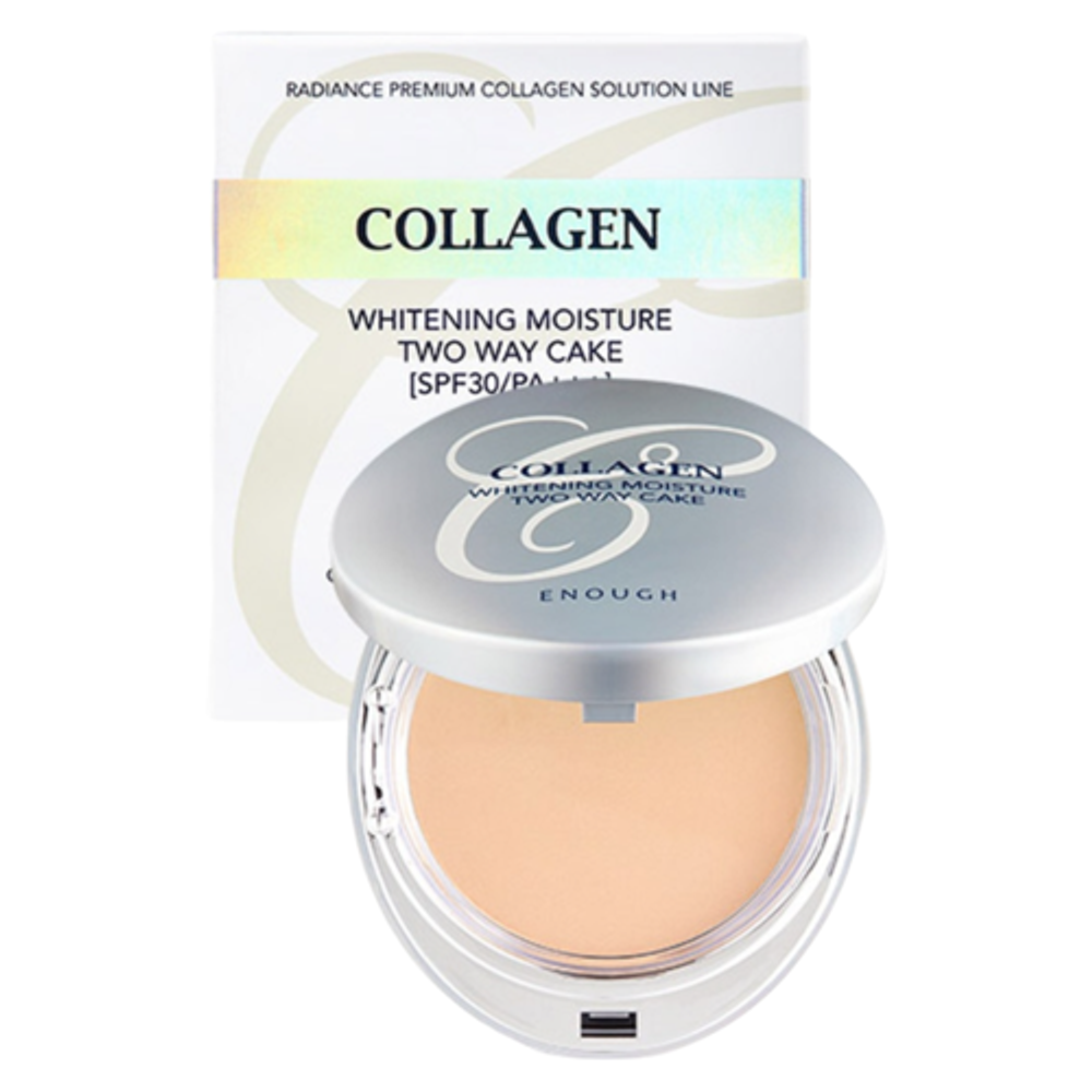 Enough Пудра с коллагеном со сменным блоком сияющая - Collagen whitening moisture twoway cake#13