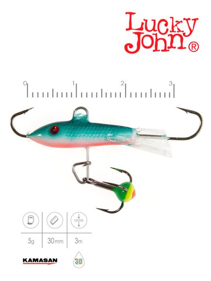 Балансир Lucky John CLASSIC 3 с тр. 30мм/54 блистер