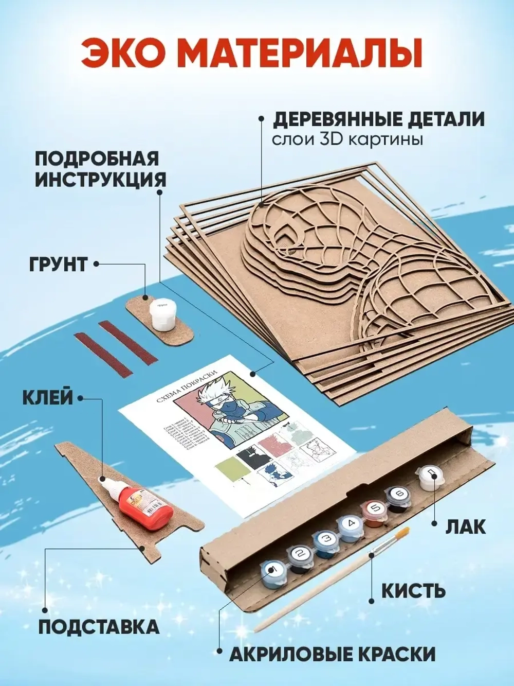 3D Картина по номерам Человек-паук, мстители Marvel