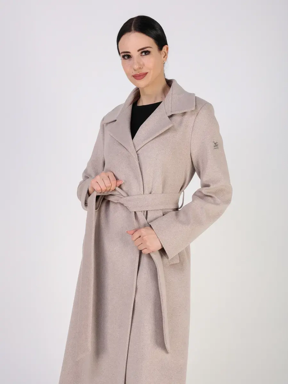 Пальто демисезонное длинное с поясом