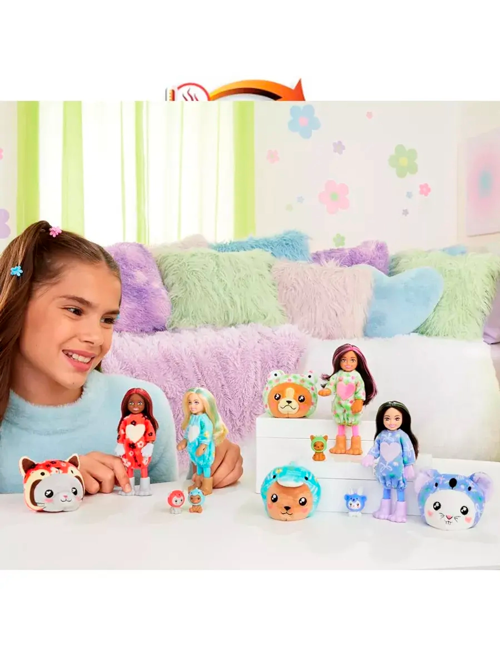 Кукла Барби Cutie Reveal Mini Котик-красная панда HRK28