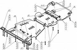 Защита картера двигателя, Переднего дифференциала, КПП, Радиатора, Разд. коробки. 5 мм, Алюминий. для Toyota Tundra 2009-2016, Motodor.32508