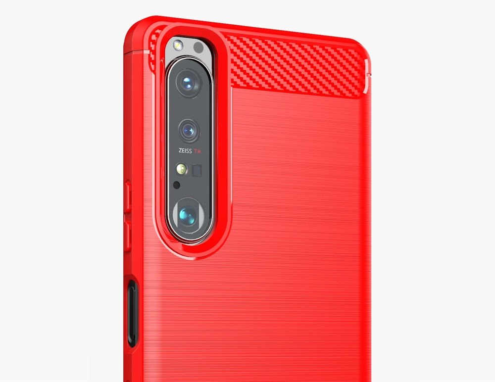 Мягкий чехол красного цвета для Sony Xperia 1 Mark III генерация с 2021 года, серия Carbon от Caseport
