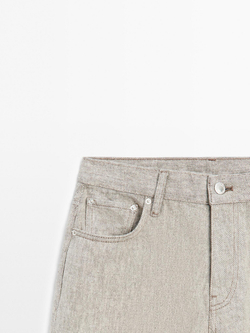 Massimo Dutti Джинсы со средней посадкой и широкими штанинами, бежевый