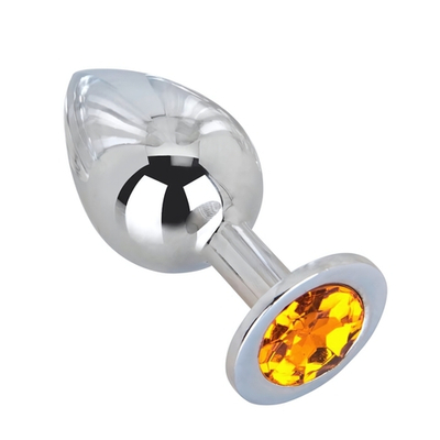 Анальная втулка с кристаллом Large оранжевый 9 см