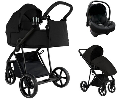 Детская коляска Roan Sol 2.0 3 в 1 с автокреслом Tutis Elo Lux EduSky Black SLL/30/T Caviar Black/Black/руч.Black